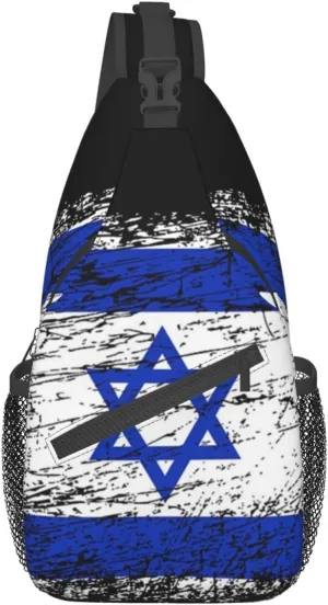 Cute Israel Flag Sling Bag, Israeli Flag Crossbody Backpack Shoulder Chest Bag for Men Women Travel Hiking Daypack