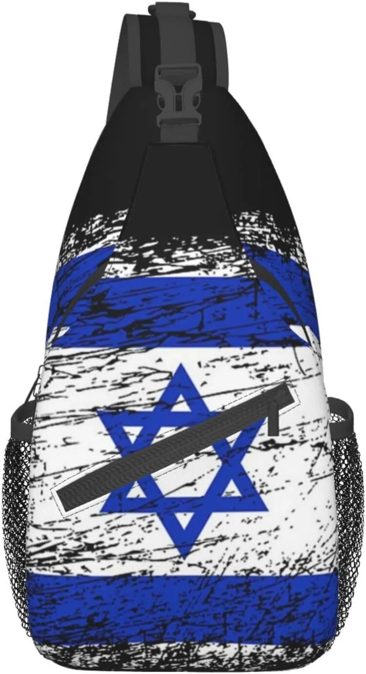 Cute Israel Flag Sling Bag, Israeli Flag Crossbody Backpack Shoulder Chest Bag for Men Women Travel Hiking Daypack
