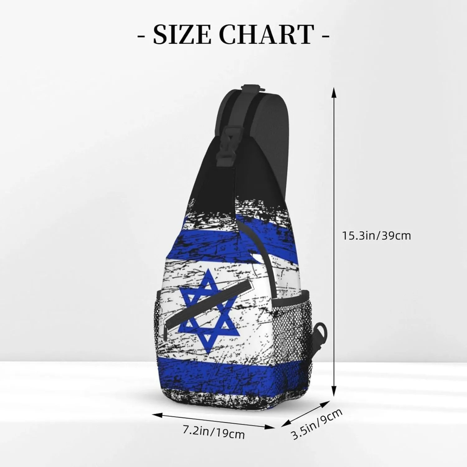 Cute Israel Flag Sling Bag, Israeli Flag Crossbody Backpack Shoulder Chest Bag for Men Women Travel Hiking Daypack