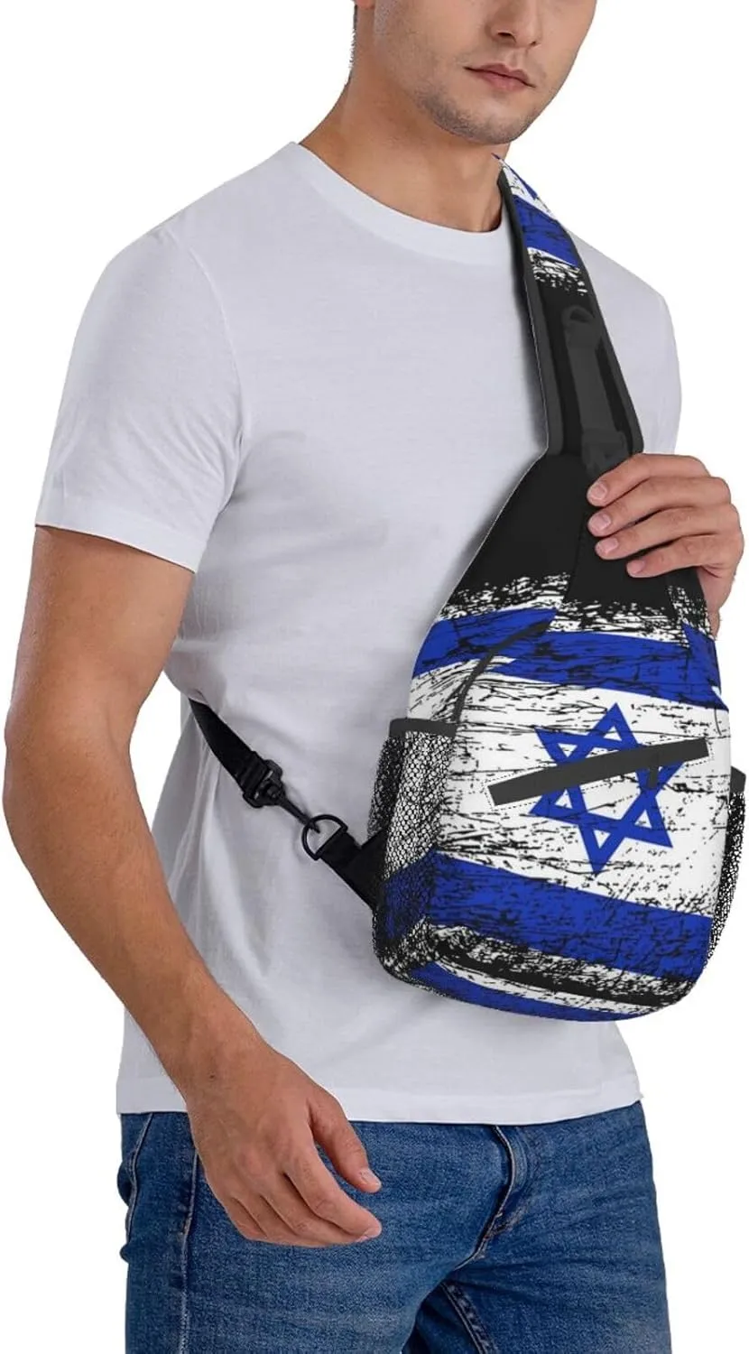 Cute Israel Flag Sling Bag, Israeli Flag Crossbody Backpack Shoulder Chest Bag for Men Women Travel Hiking Daypack