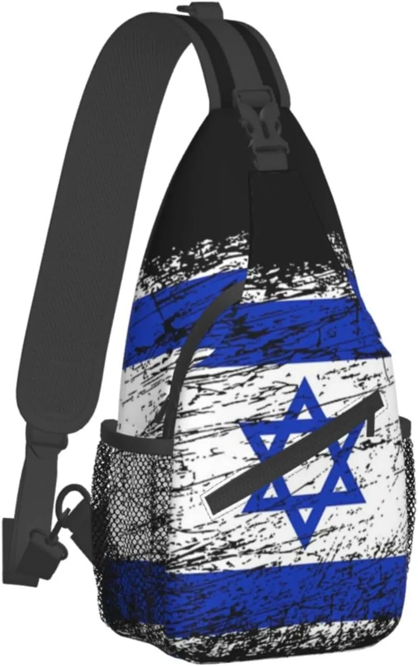 Cute Israel Flag Sling Bag, Israeli Flag Crossbody Backpack Shoulder Chest Bag for Men Women Travel Hiking Daypack