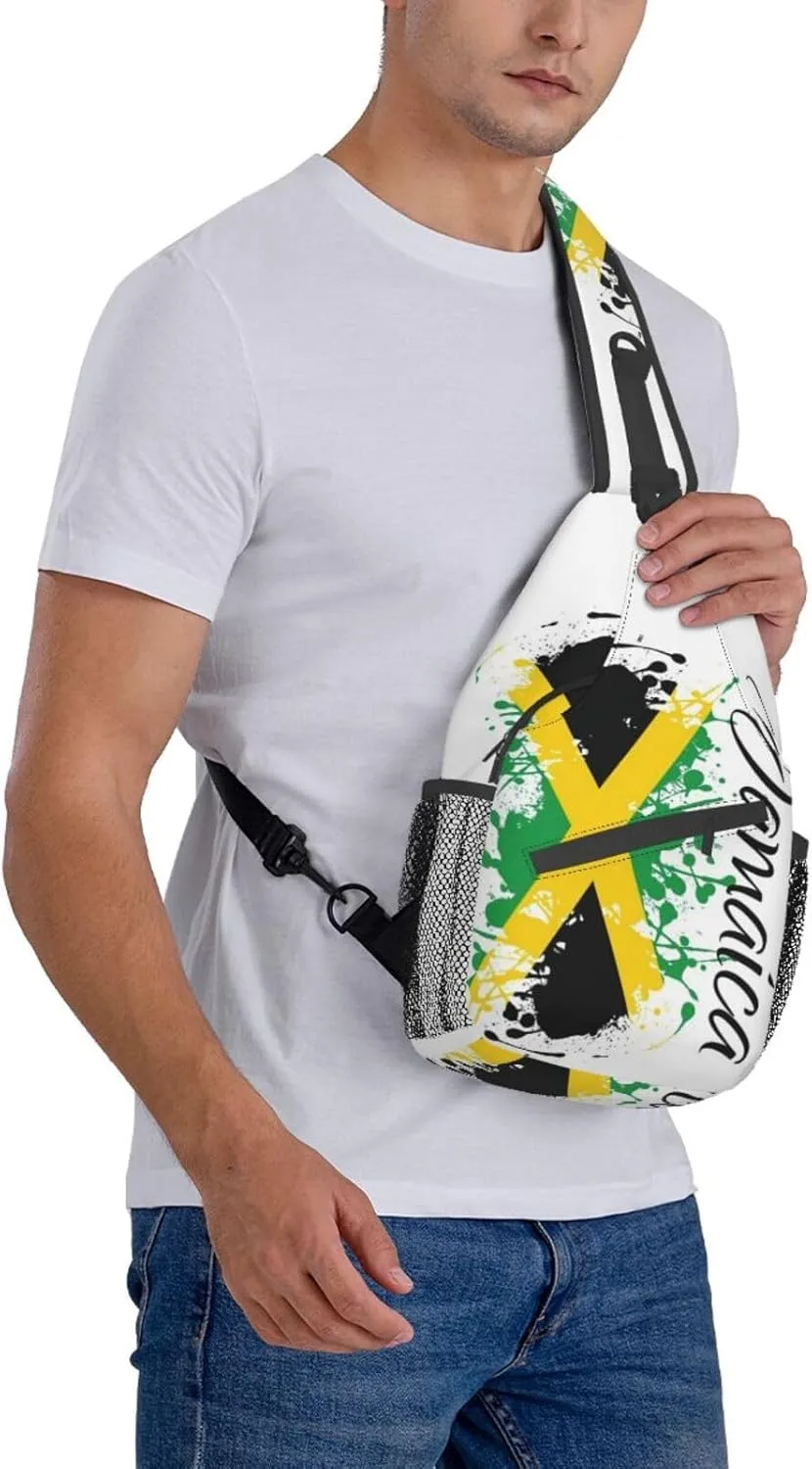 Cute Jamaica Flag Crossbody Sling Backpack Sling Bag Travel Hiking Chest Bag Jamaican Daypack for Women Men