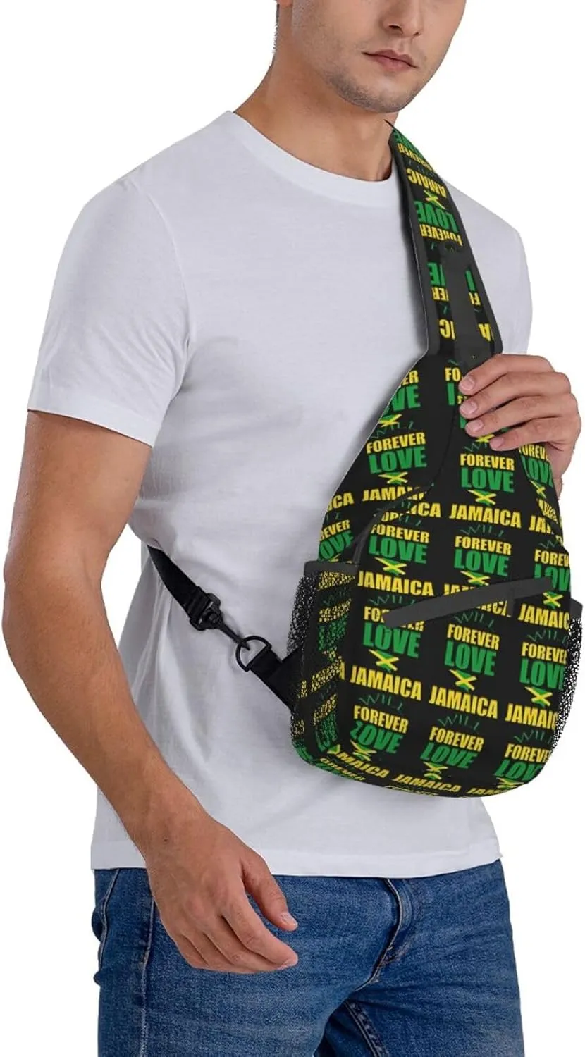 Cute Jamaica Flag Crossbody Sling Backpack Sling Bag Travel Hiking Chest Bag Jamaican Daypack for Women Men