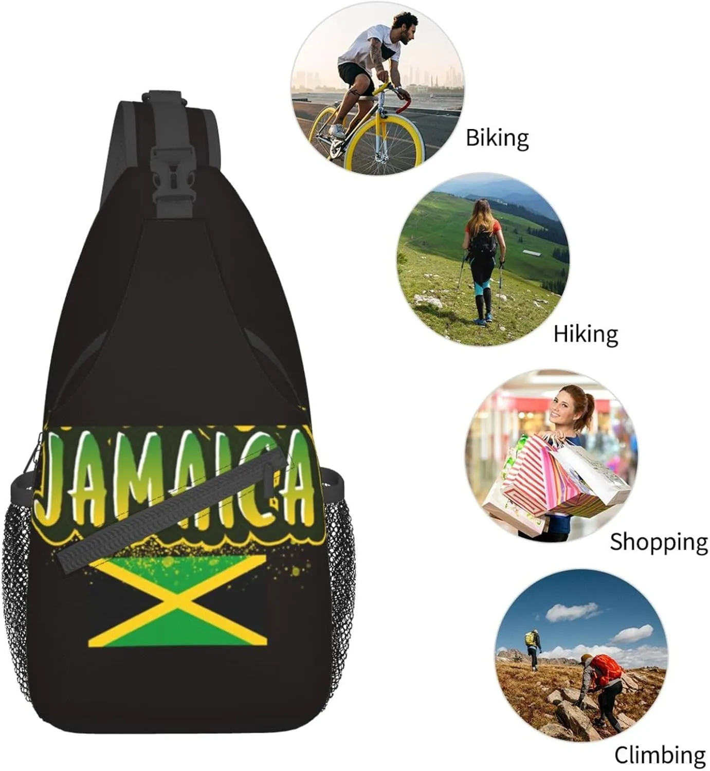Cute Jamaica Flag Crossbody Sling Backpack Sling Bag Travel Hiking Chest Bag Jamaican Daypack for Women Men