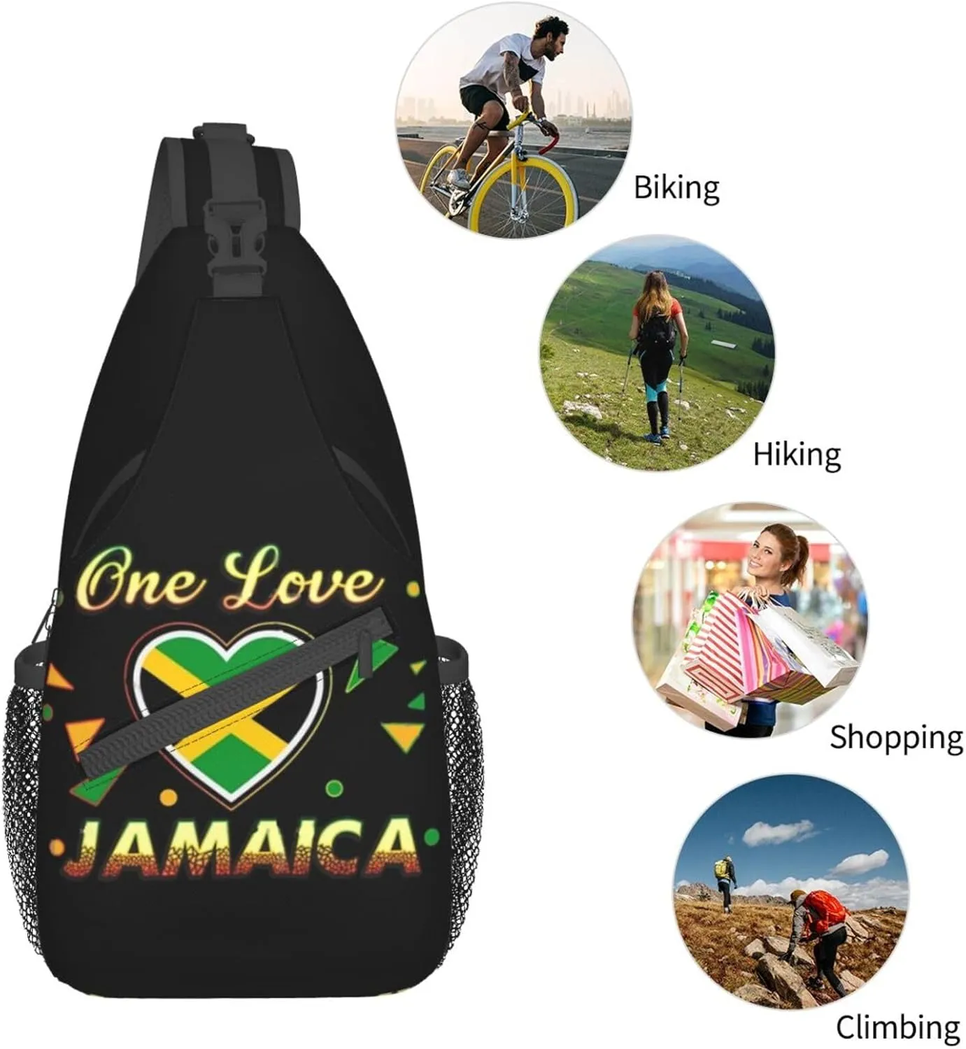 Cute Jamaica Flag Crossbody Sling Backpack Sling Bag Travel Hiking Chest Bag Jamaican Daypack for Women Men
