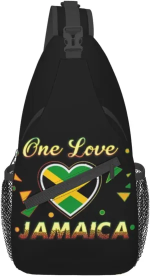 Cute Jamaica Flag Crossbody Sling Backpack Sling Bag Travel Hiking Chest Bag Jamaican Daypack for Women Men