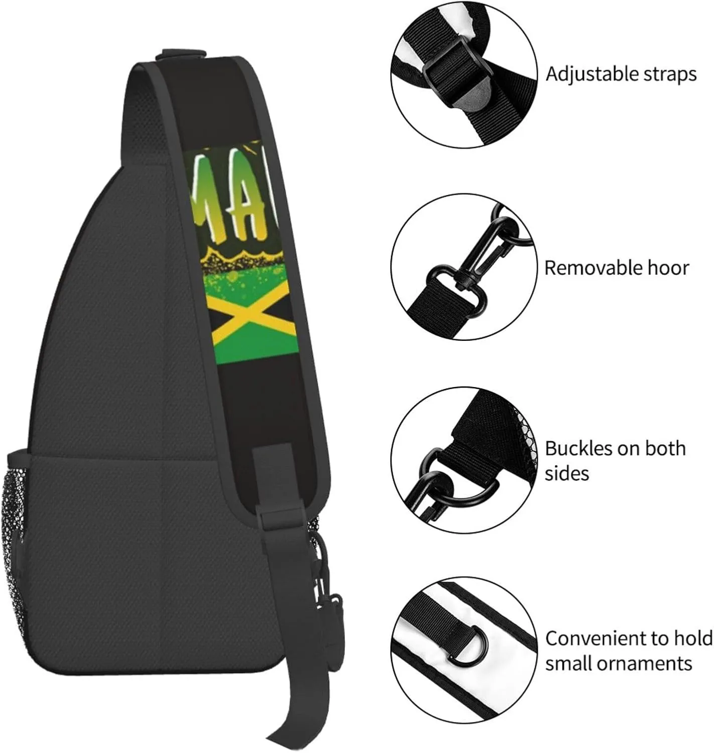 Cute Jamaica Flag Crossbody Sling Backpack Sling Bag Travel Hiking Chest Bag Jamaican Daypack for Women Men