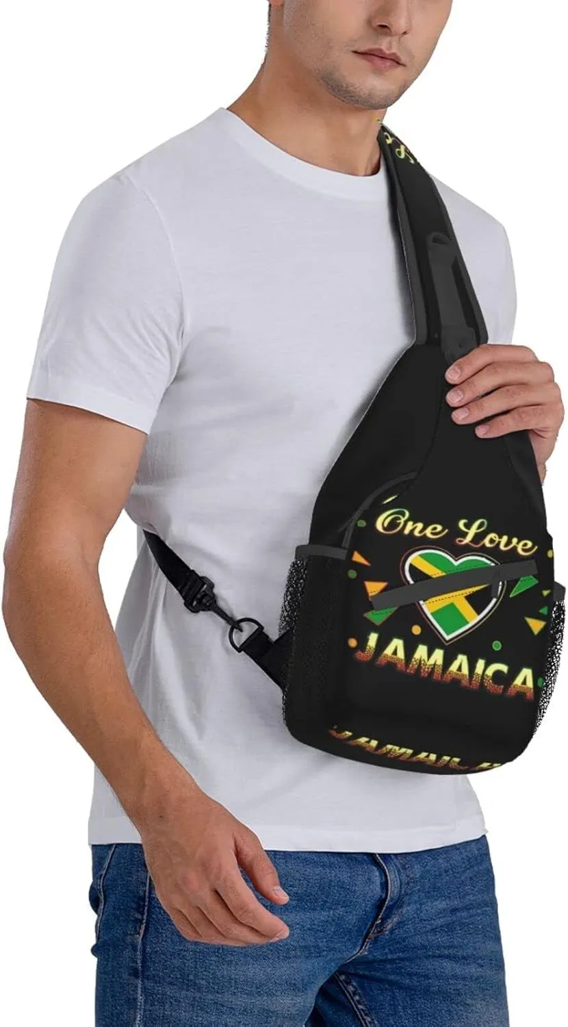 Cute Jamaica Flag Crossbody Sling Backpack Sling Bag Travel Hiking Chest Bag Jamaican Daypack for Women Men
