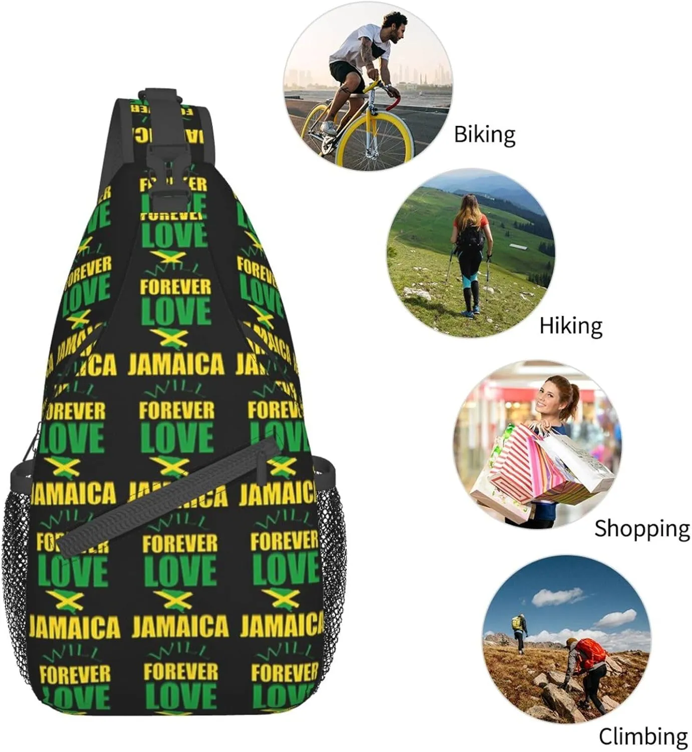 Cute Jamaica Flag Crossbody Sling Backpack Sling Bag Travel Hiking Chest Bag Jamaican Daypack for Women Men