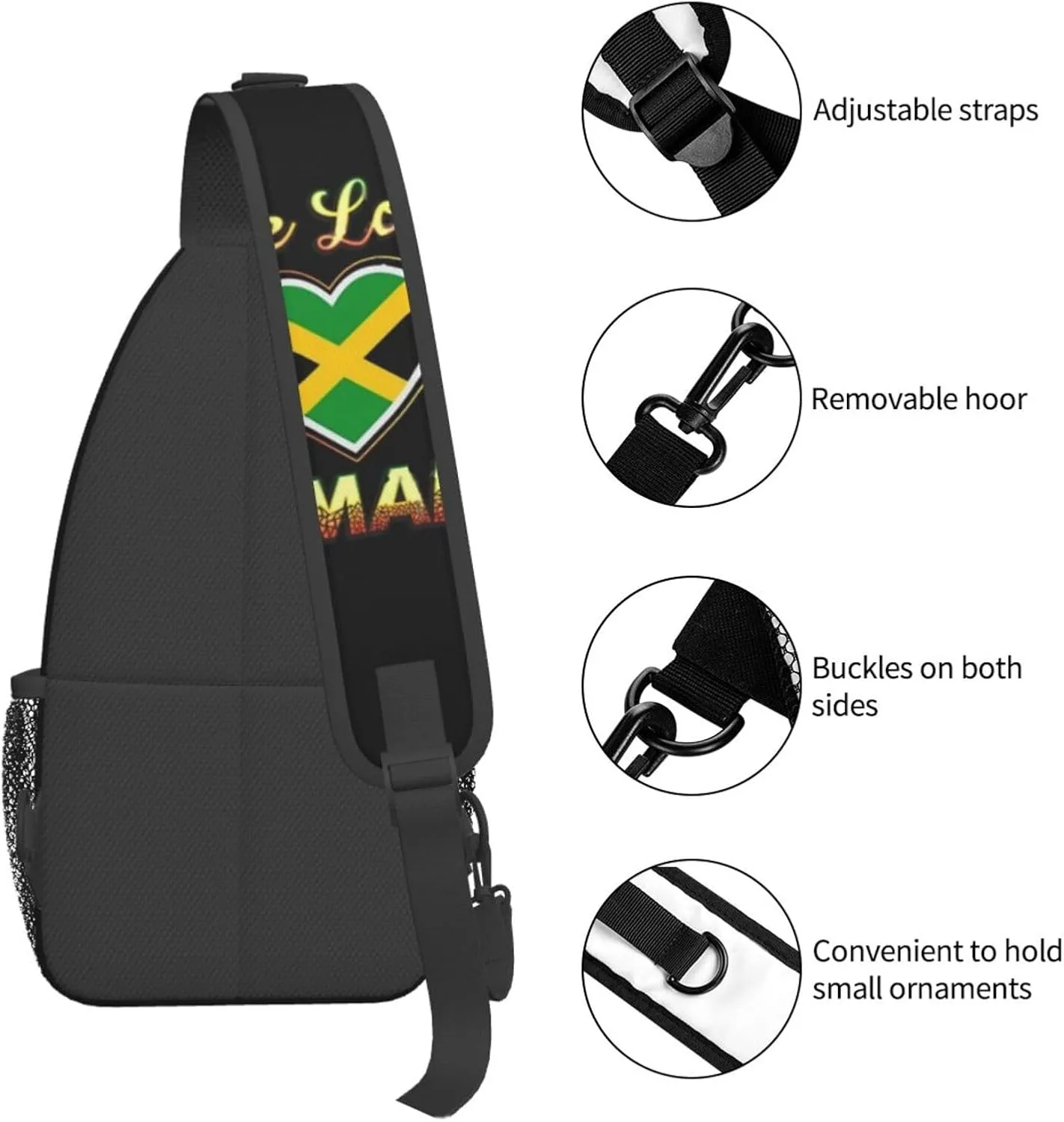 Cute Jamaica Flag Crossbody Sling Backpack Sling Bag Travel Hiking Chest Bag Jamaican Daypack for Women Men