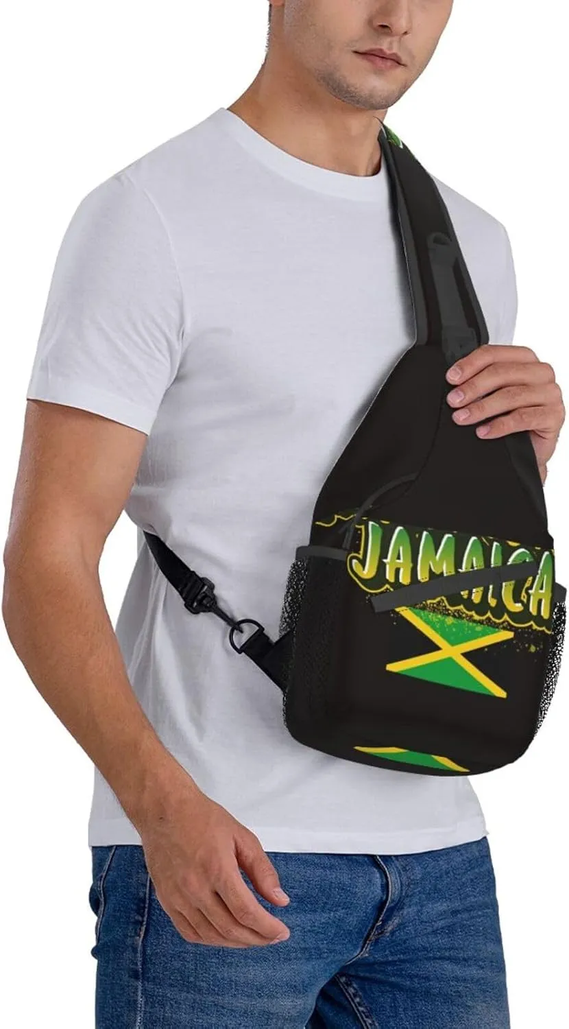 Cute Jamaica Flag Crossbody Sling Backpack Sling Bag Travel Hiking Chest Bag Jamaican Daypack for Women Men