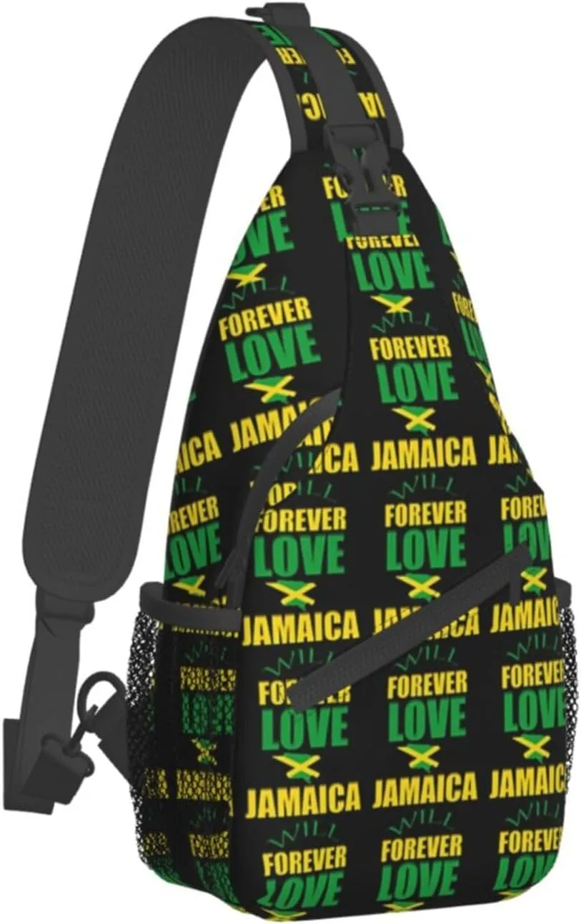 Cute Jamaica Flag Crossbody Sling Backpack Sling Bag Travel Hiking Chest Bag Jamaican Daypack for Women Men