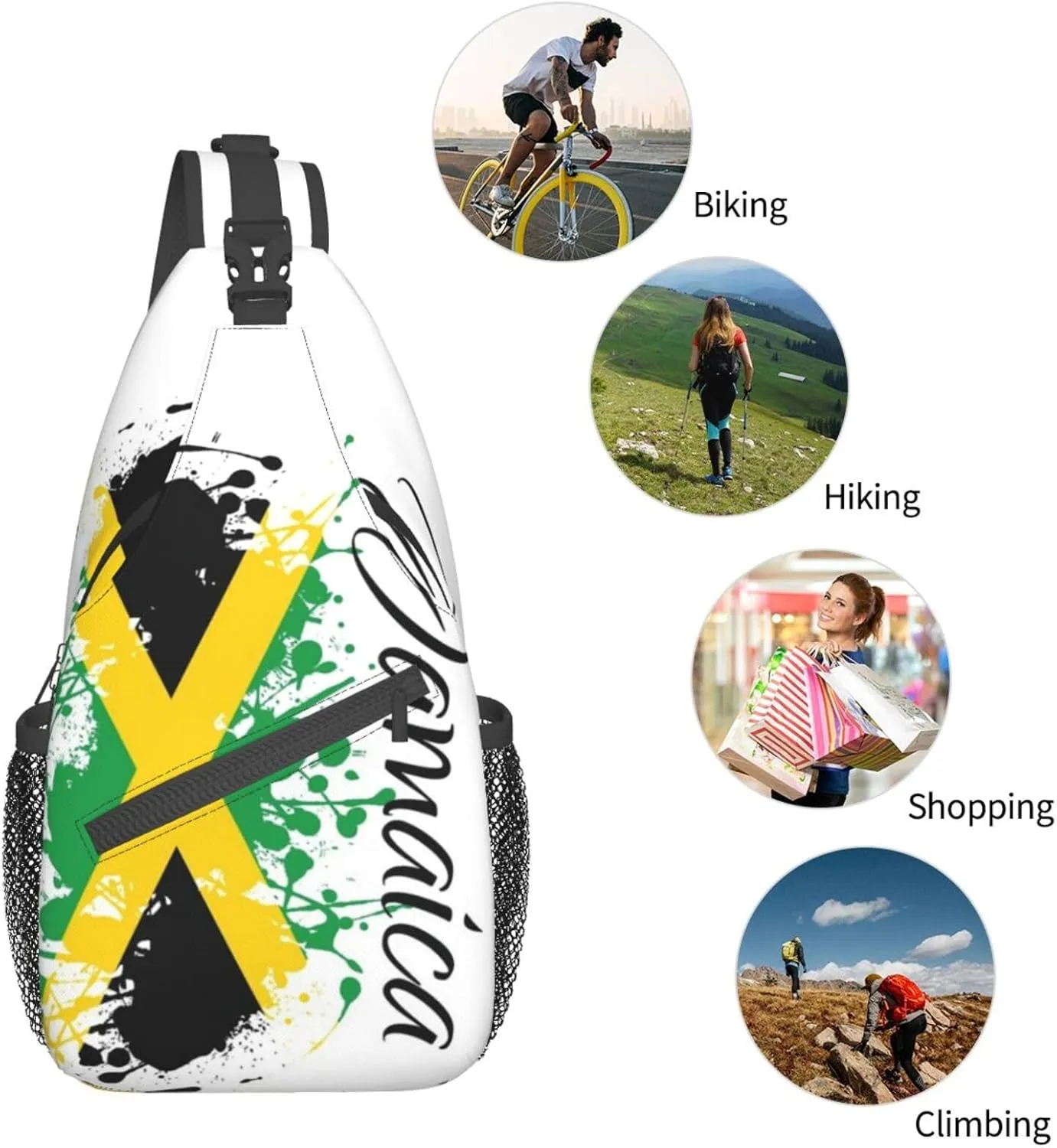 Cute Jamaica Flag Crossbody Sling Backpack Sling Bag Travel Hiking Chest Bag Jamaican Daypack for Women Men