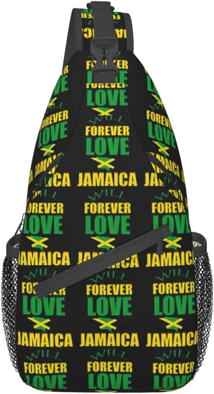 Cute Jamaica Flag Crossbody Sling Backpack Sling Bag Travel Hiking Chest Bag Jamaican Daypack for Women Men