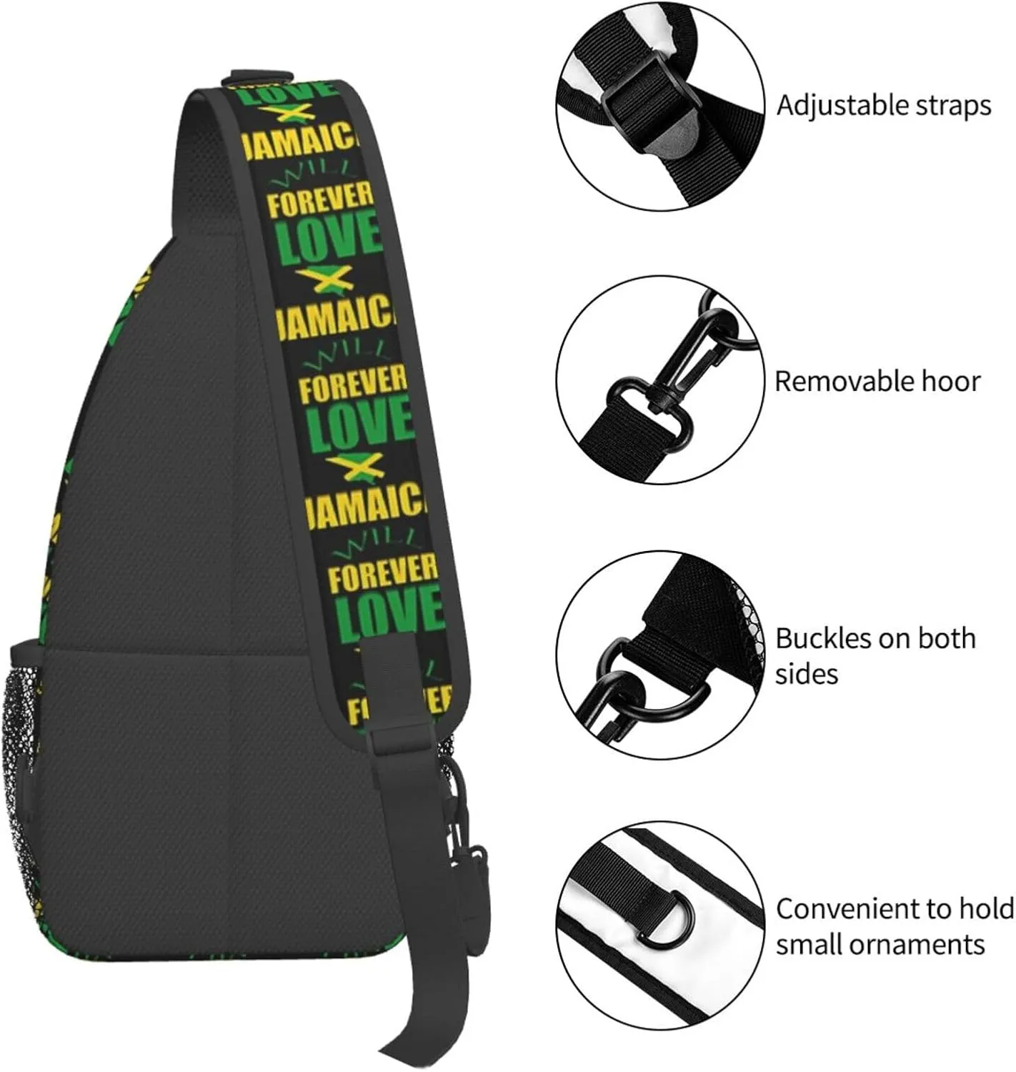 Cute Jamaica Flag Crossbody Sling Backpack Sling Bag Travel Hiking Chest Bag Jamaican Daypack for Women Men