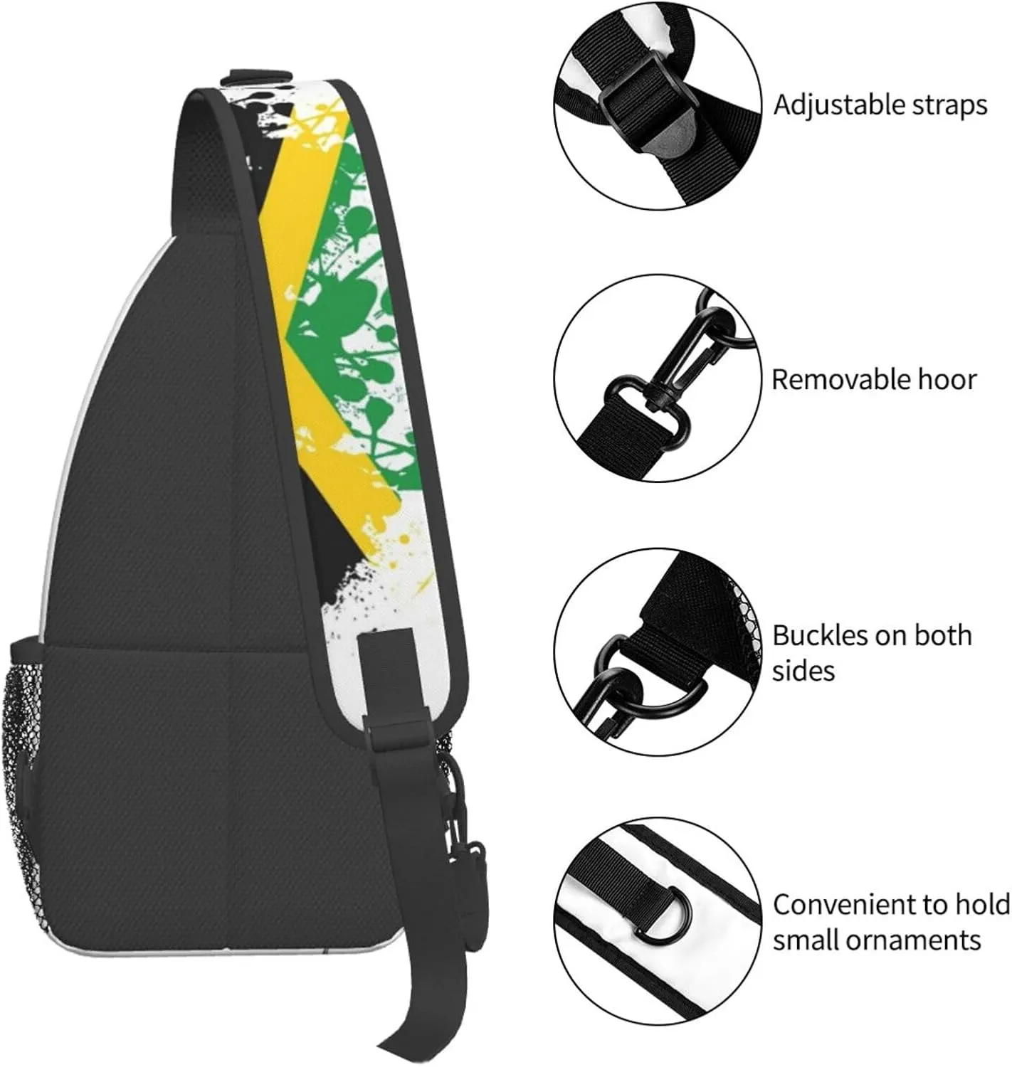 Cute Jamaica Flag Crossbody Sling Backpack Sling Bag Travel Hiking Chest Bag Jamaican Daypack for Women Men