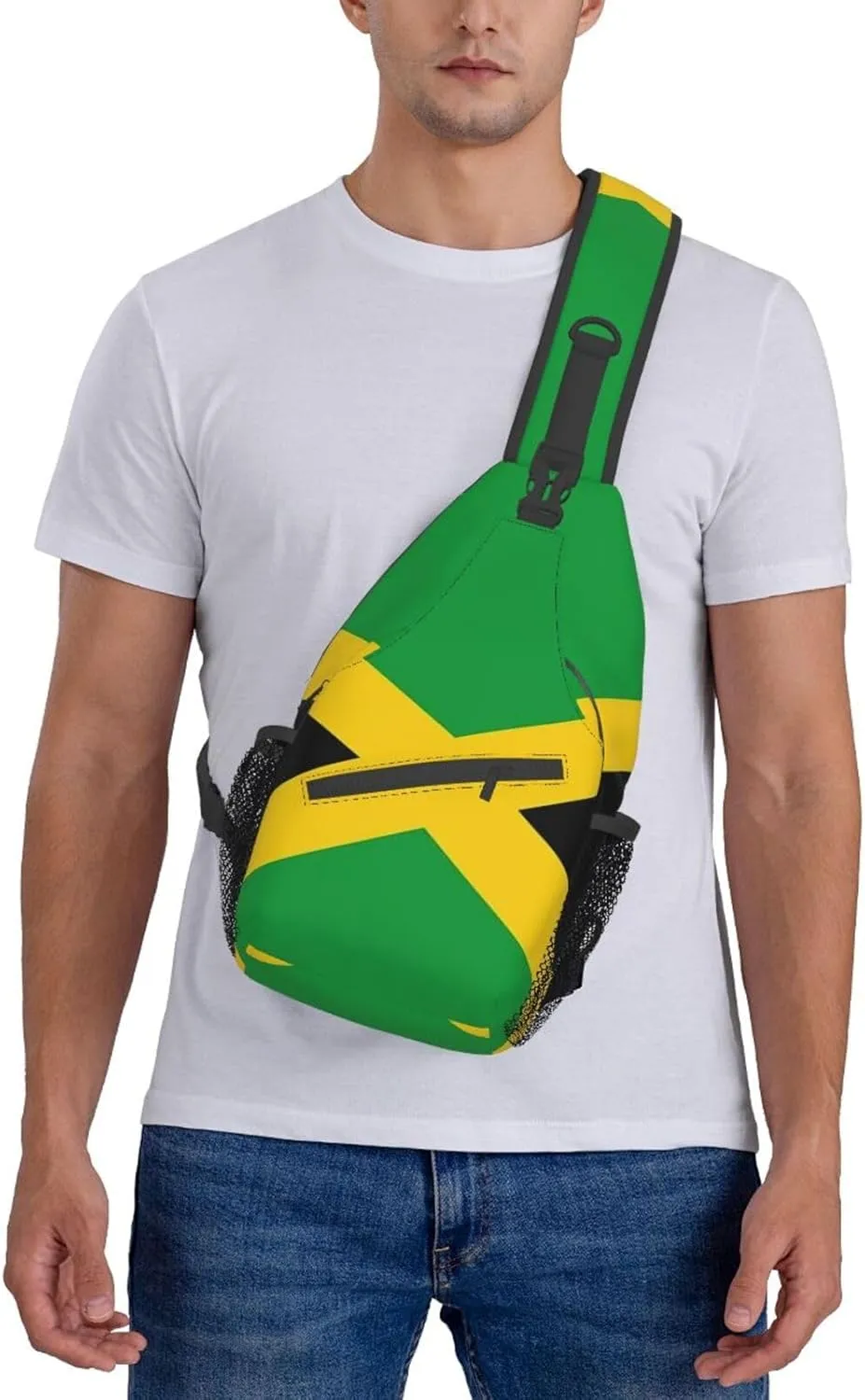 Cute Jamaica Flag Sling Backpack, Multipurpose Crossbody Shoulder Bag Jamaican Travel Hiking Daypack for Women Men