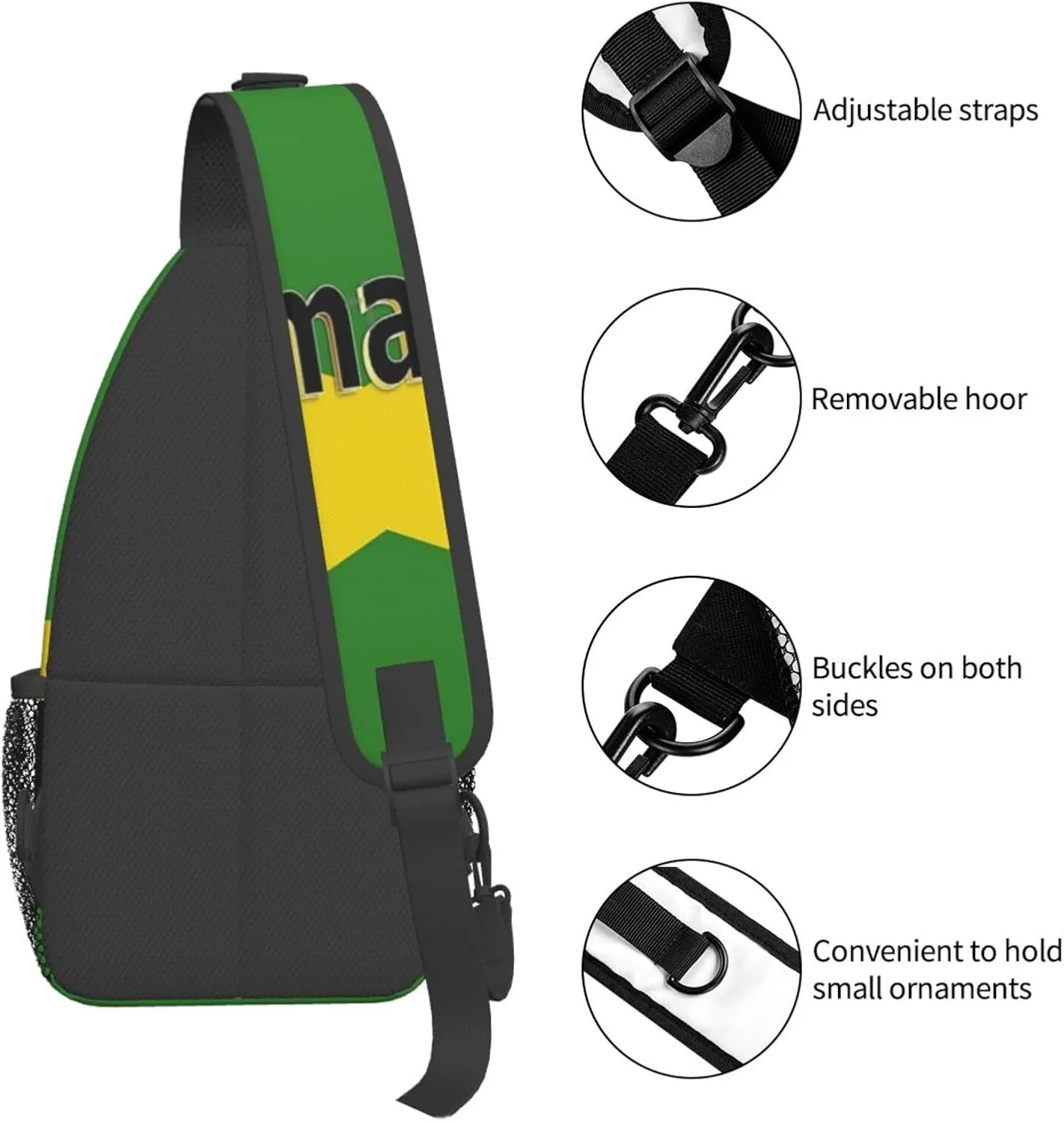Cute Jamaica Flag Sling Backpack, Multipurpose Crossbody Shoulder Bag Jamaican Travel Hiking Daypack for Women Men
