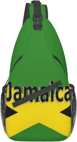 Cute Jamaica Flag Sling Backpack, Multipurpose Crossbody Shoulder Bag Jamaican Travel Hiking Daypack for Women Men