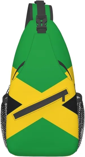 Cute Jamaica Flag Sling Backpack, Multipurpose Crossbody Shoulder Bag Jamaican Travel Hiking Daypack for Women Men