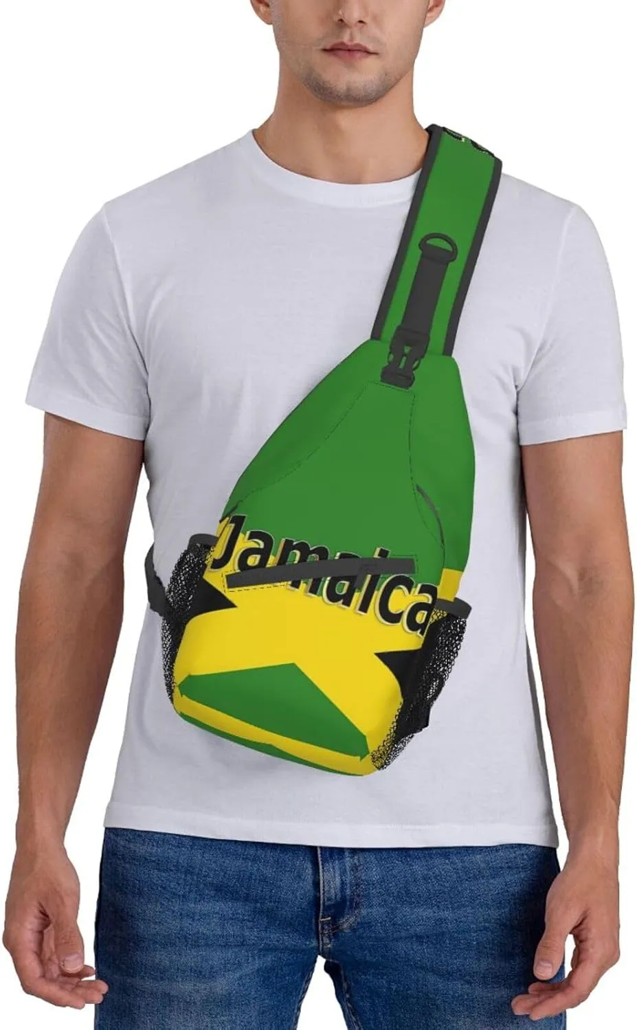 Cute Jamaica Flag Sling Backpack, Multipurpose Crossbody Shoulder Bag Jamaican Travel Hiking Daypack for Women Men