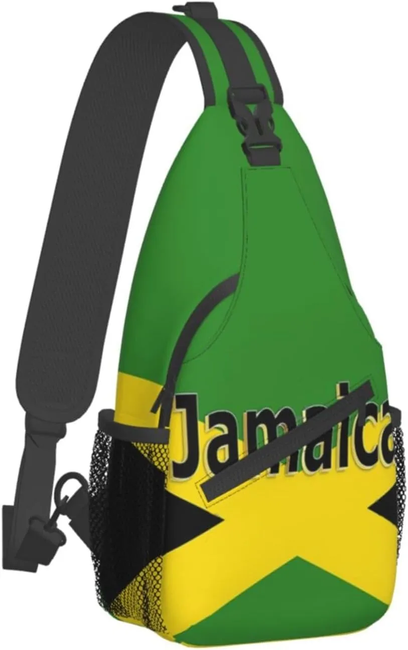 Cute Jamaica Flag Sling Backpack, Multipurpose Crossbody Shoulder Bag Jamaican Travel Hiking Daypack for Women Men