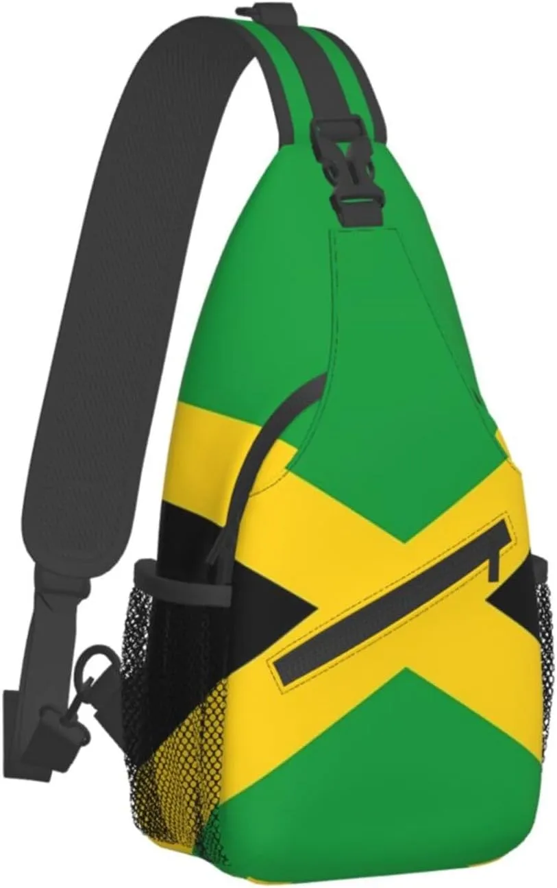Cute Jamaica Flag Sling Backpack, Multipurpose Crossbody Shoulder Bag Jamaican Travel Hiking Daypack for Women Men