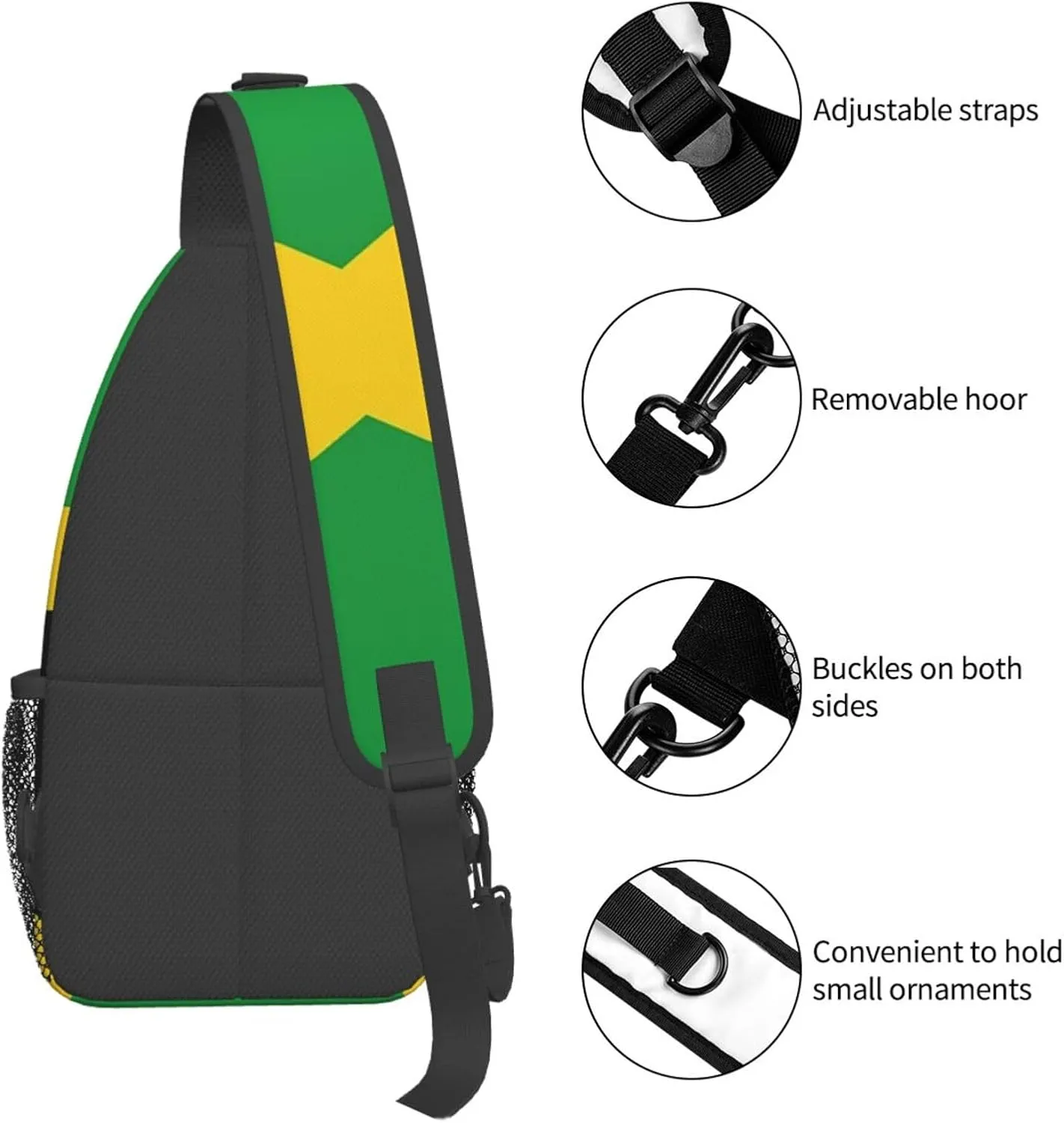 Cute Jamaica Flag Sling Backpack, Multipurpose Crossbody Shoulder Bag Jamaican Travel Hiking Daypack for Women Men