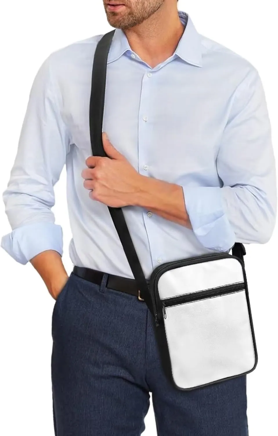 Cute Messenger Bag with Zipper and Front Pocket Sling Crossbody Shoulder Bags Adjustable Strap