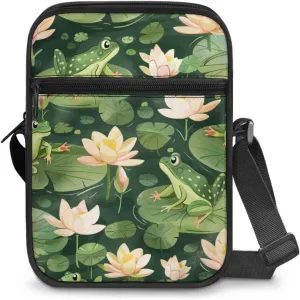 Cute Messenger Bag with Zipper and Front Pocket Sling Crossbody Shoulder Bags Adjustable Strap