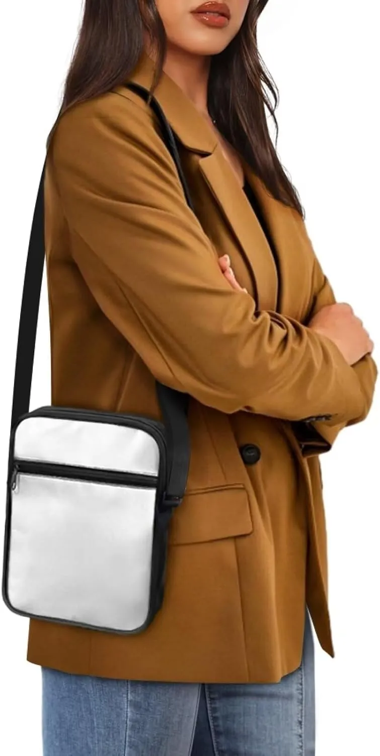 Cute Messenger Bag with Zipper and Front Pocket Sling Crossbody Shoulder Bags Adjustable Strap