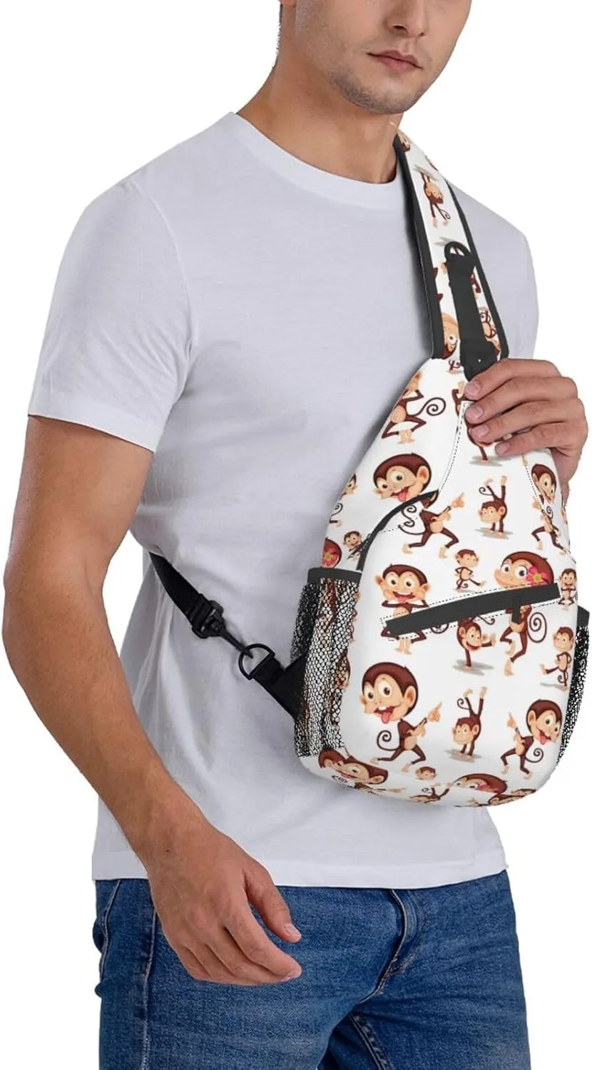 Cute Monkey Crossbody Bag Monkey Shoulder Bag Backpack Cute Sling Bag Chest Casual Daypack Animal Bag Outdoor