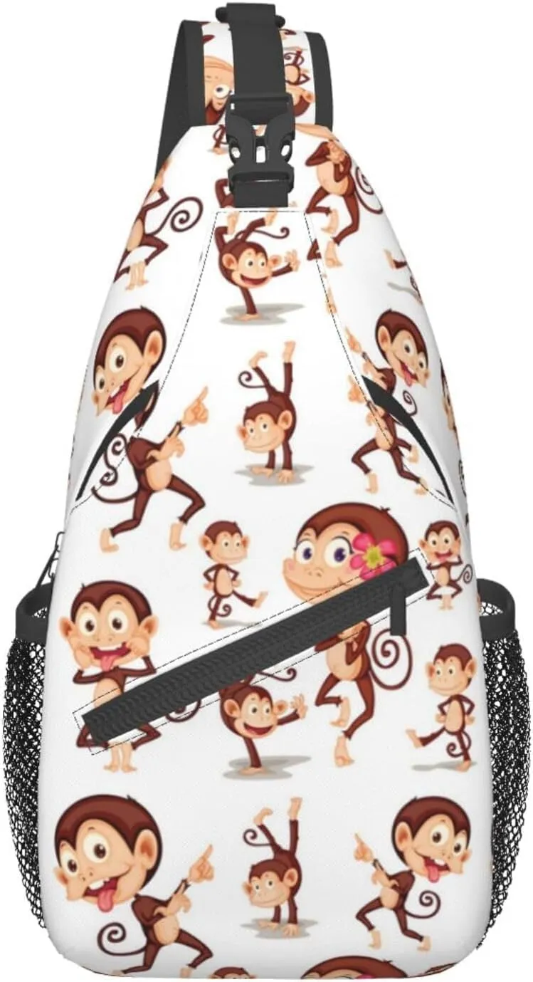 Cute Monkey Crossbody Bag Monkey Shoulder Bag Backpack Cute Sling Bag Chest Casual Daypack Animal Bag Outdoor