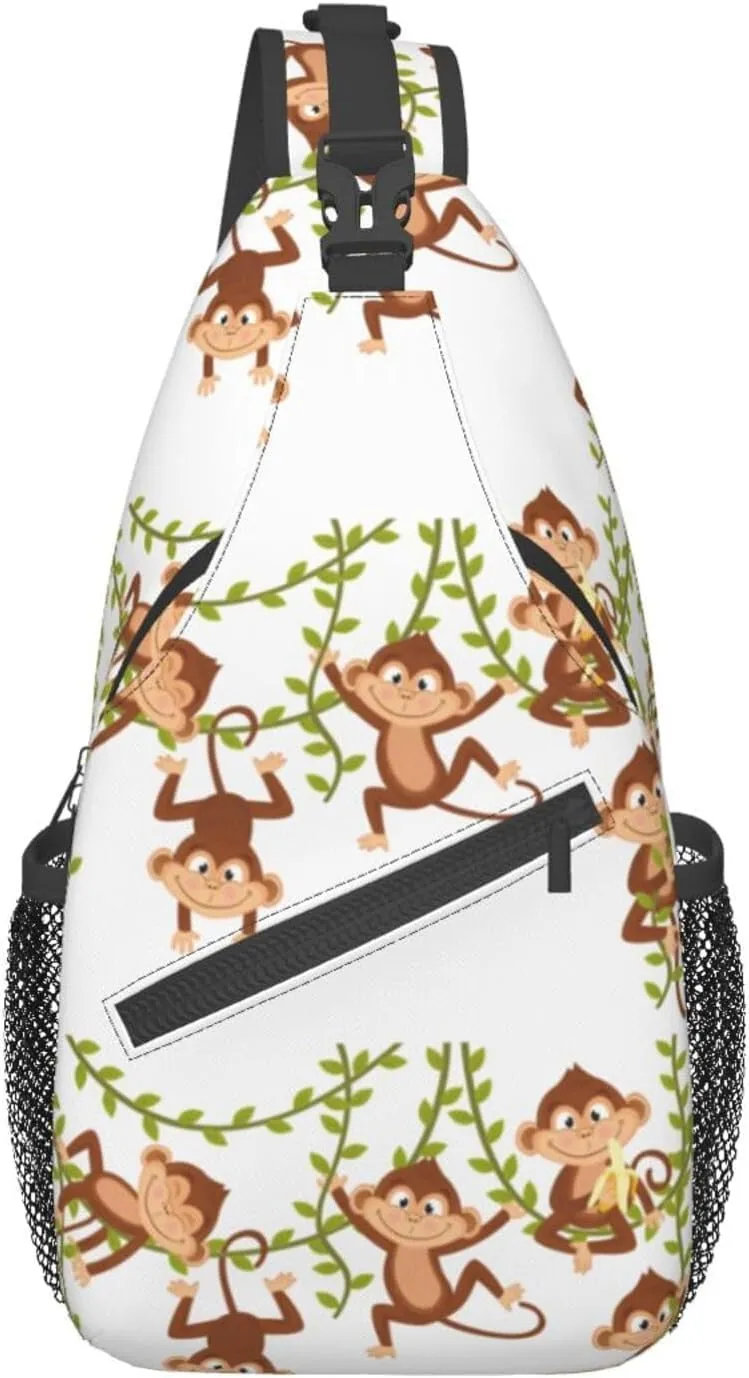 Cute Monkey Crossbody Bag Monkey Shoulder Bag Backpack Cute Sling Bag Chest Casual Daypack Animal Bag Outdoor