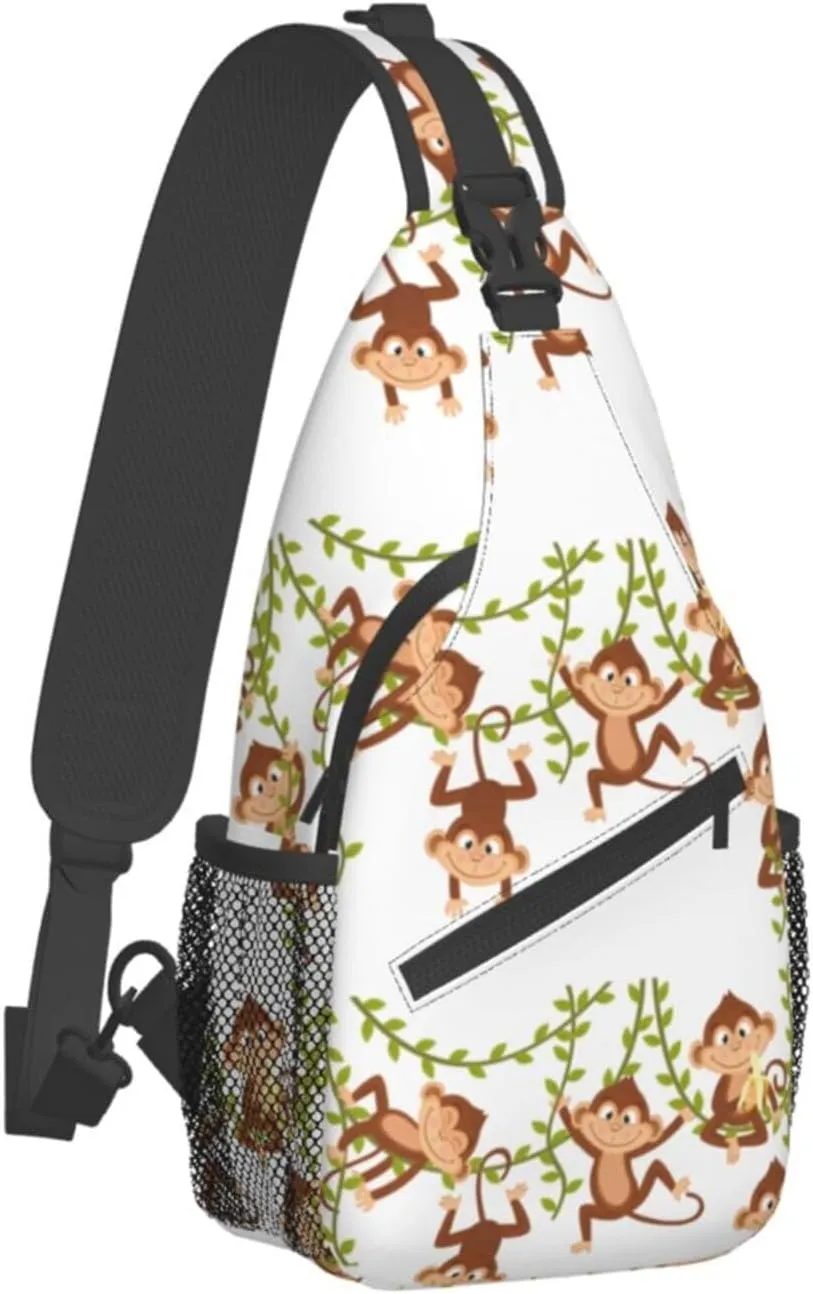 Cute Monkey Crossbody Bag Monkey Shoulder Bag Backpack Cute Sling Bag Chest Casual Daypack Animal Bag Outdoor