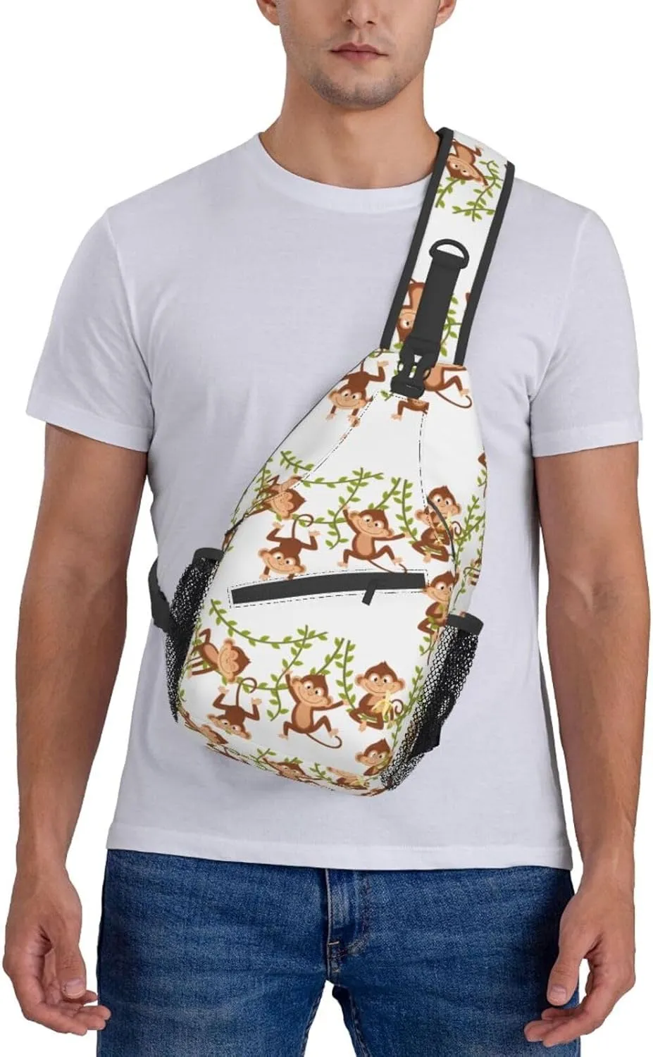 Cute Monkey Crossbody Bag Monkey Shoulder Bag Backpack Cute Sling Bag Chest Casual Daypack Animal Bag Outdoor