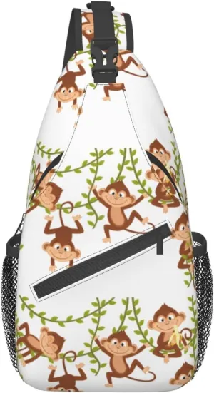 Cute Monkey Crossbody Bag Monkey Shoulder Bag Backpack Cute Sling Bag Chest Casual Daypack Animal Bag Outdoor
