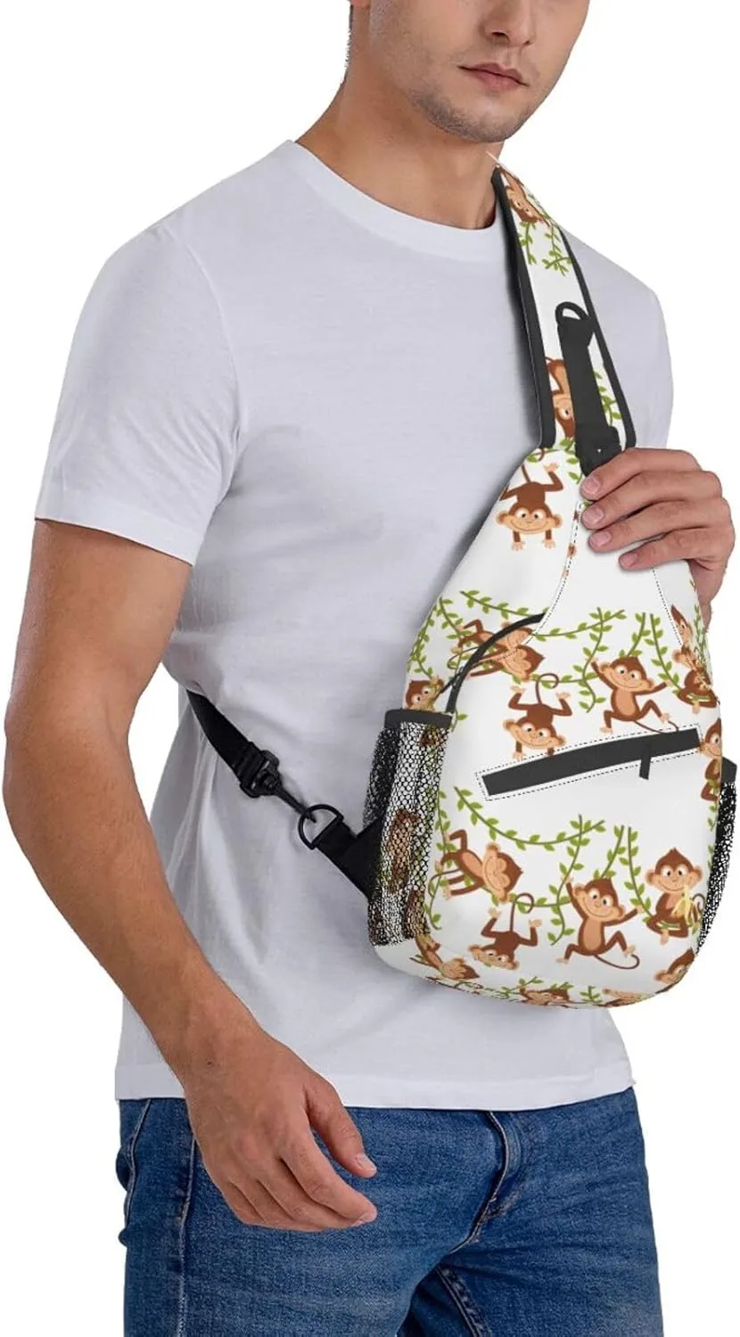 Cute Monkey Crossbody Bag Monkey Shoulder Bag Backpack Cute Sling Bag Chest Casual Daypack Animal Bag Outdoor