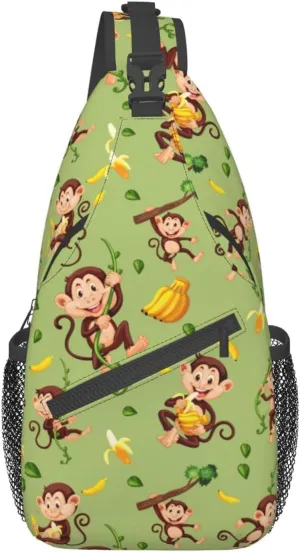 Cute Monkey Crossbody Bag Monkey Shoulder Bag Backpack Cute Sling Bag Chest Casual Daypack Animal Bag Outdoor