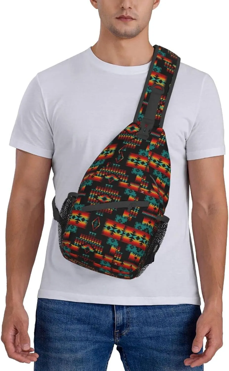 Cute Native American Sling Backpack Casual Indian Chest Bags Crossbody Travel Hiking Daypack For Women Men