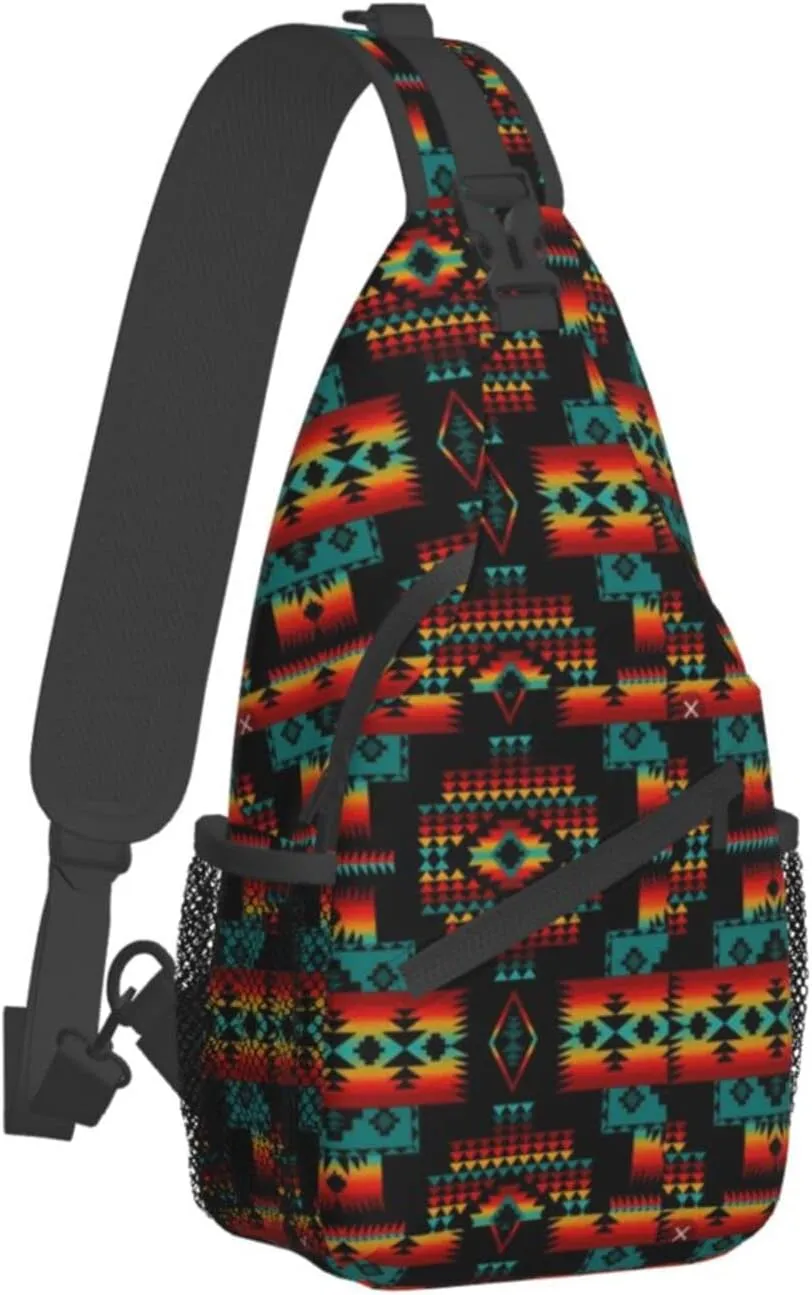 Cute Native American Sling Backpack Casual Indian Chest Bags Crossbody Travel Hiking Daypack For Women Men