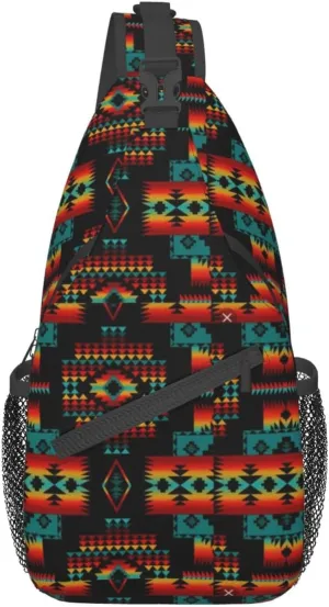 Cute Native American Sling Backpack Casual Indian Chest Bags Crossbody Travel Hiking Daypack For Women Men
