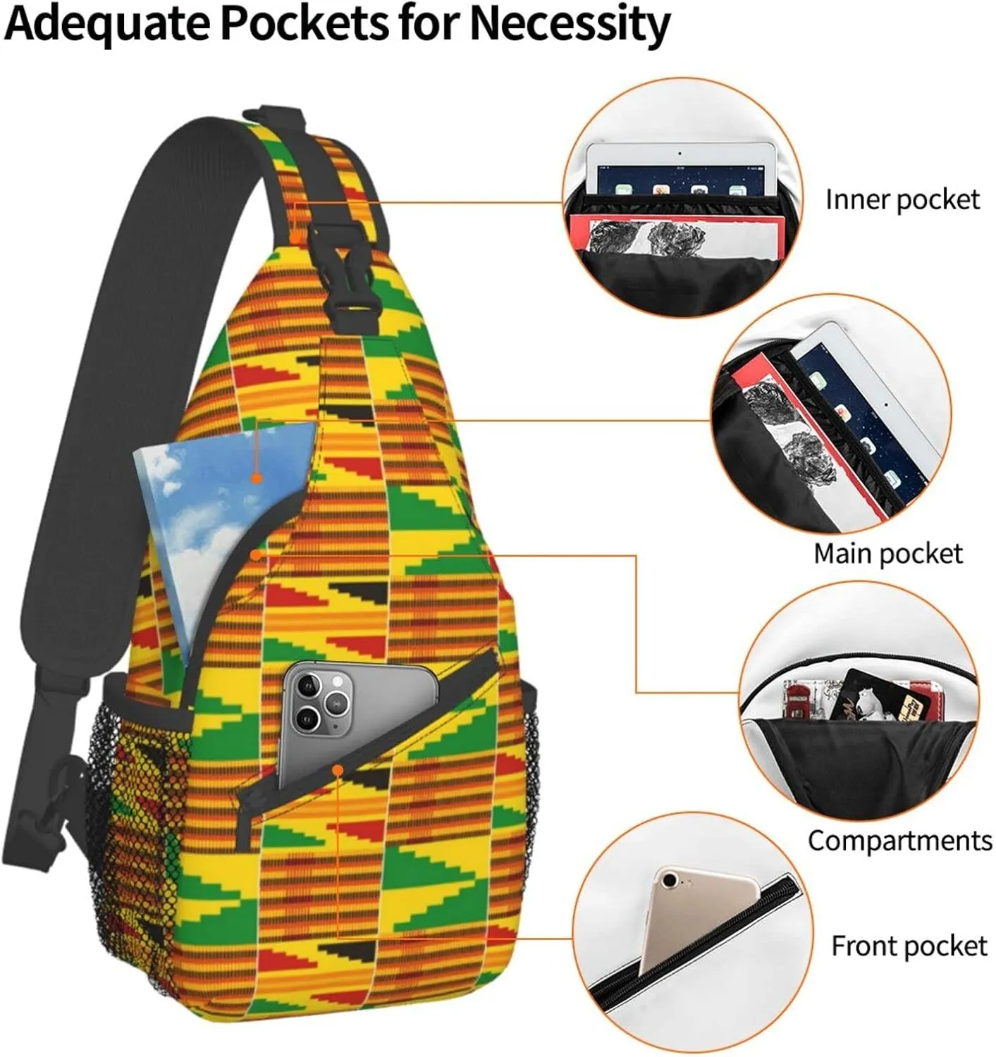 Cute Native American Sling Backpack Casual Indian Chest Bags Crossbody Travel Hiking Daypack For Women Men