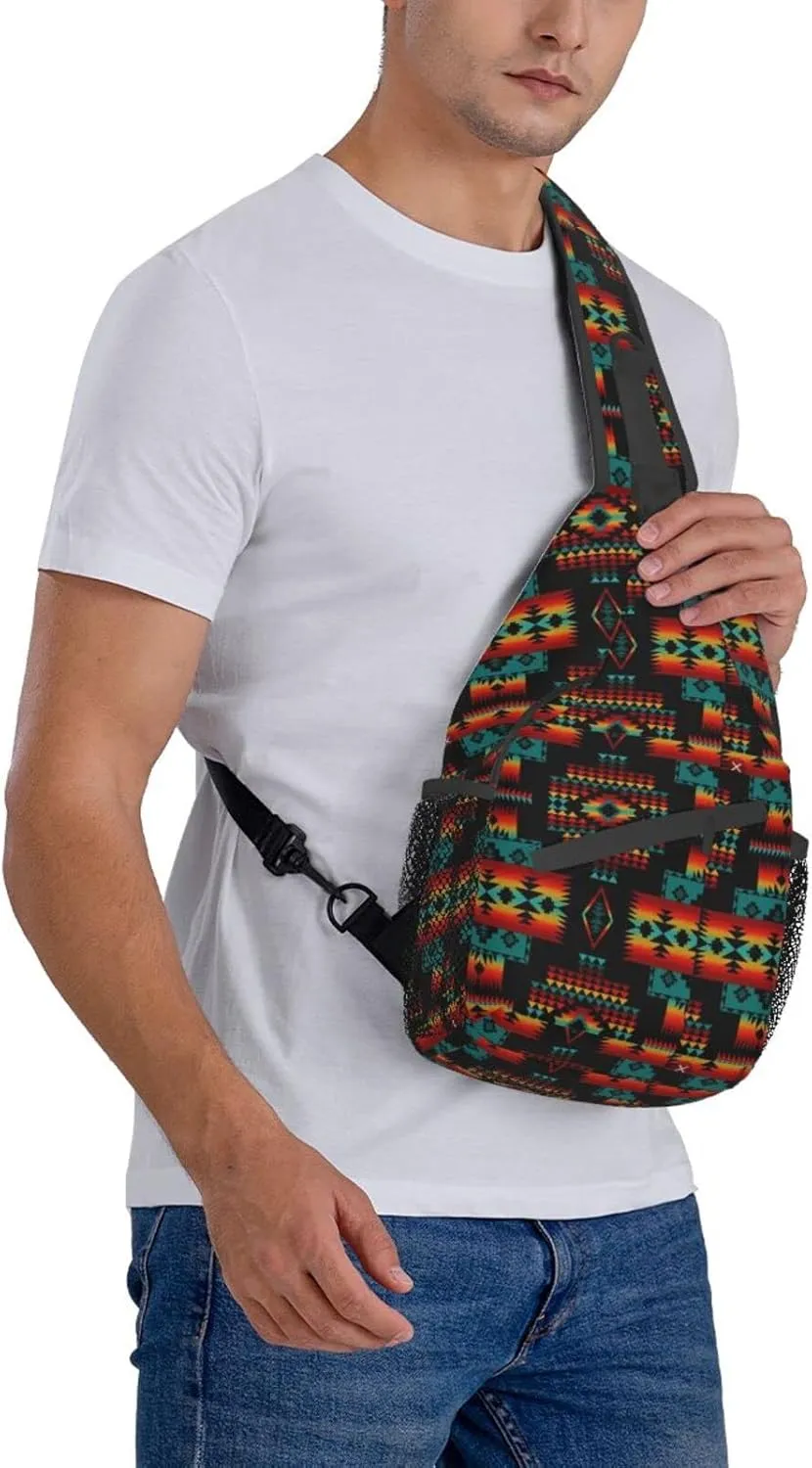 Cute Native American Sling Backpack Casual Indian Chest Bags Crossbody Travel Hiking Daypack For Women Men