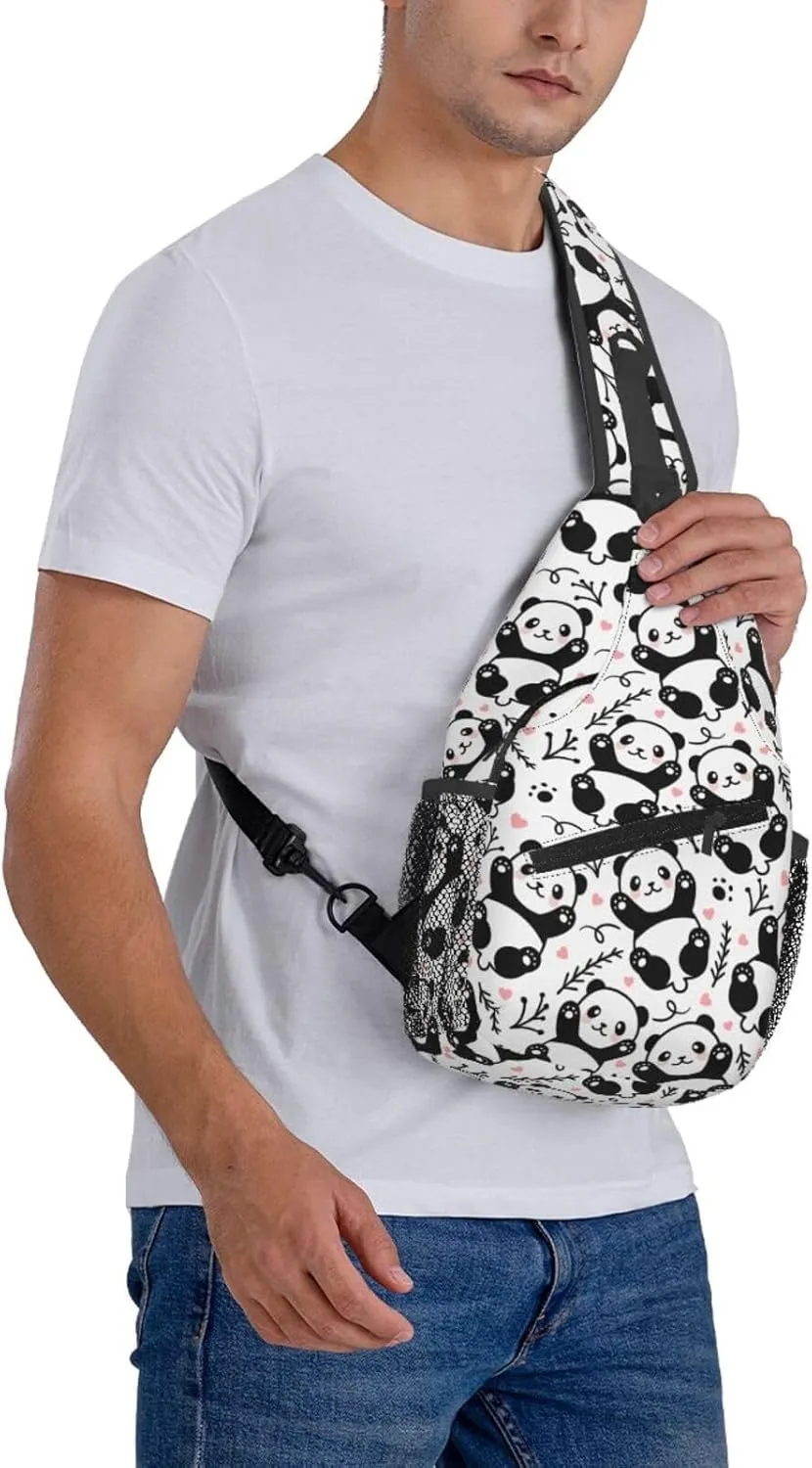 Cute Panda Sling Bag For Women Men Funny Backpack Crossbody Shoulder Bag Sling Backpack Chest Bag Travel Hiking Casual Sport Daypack