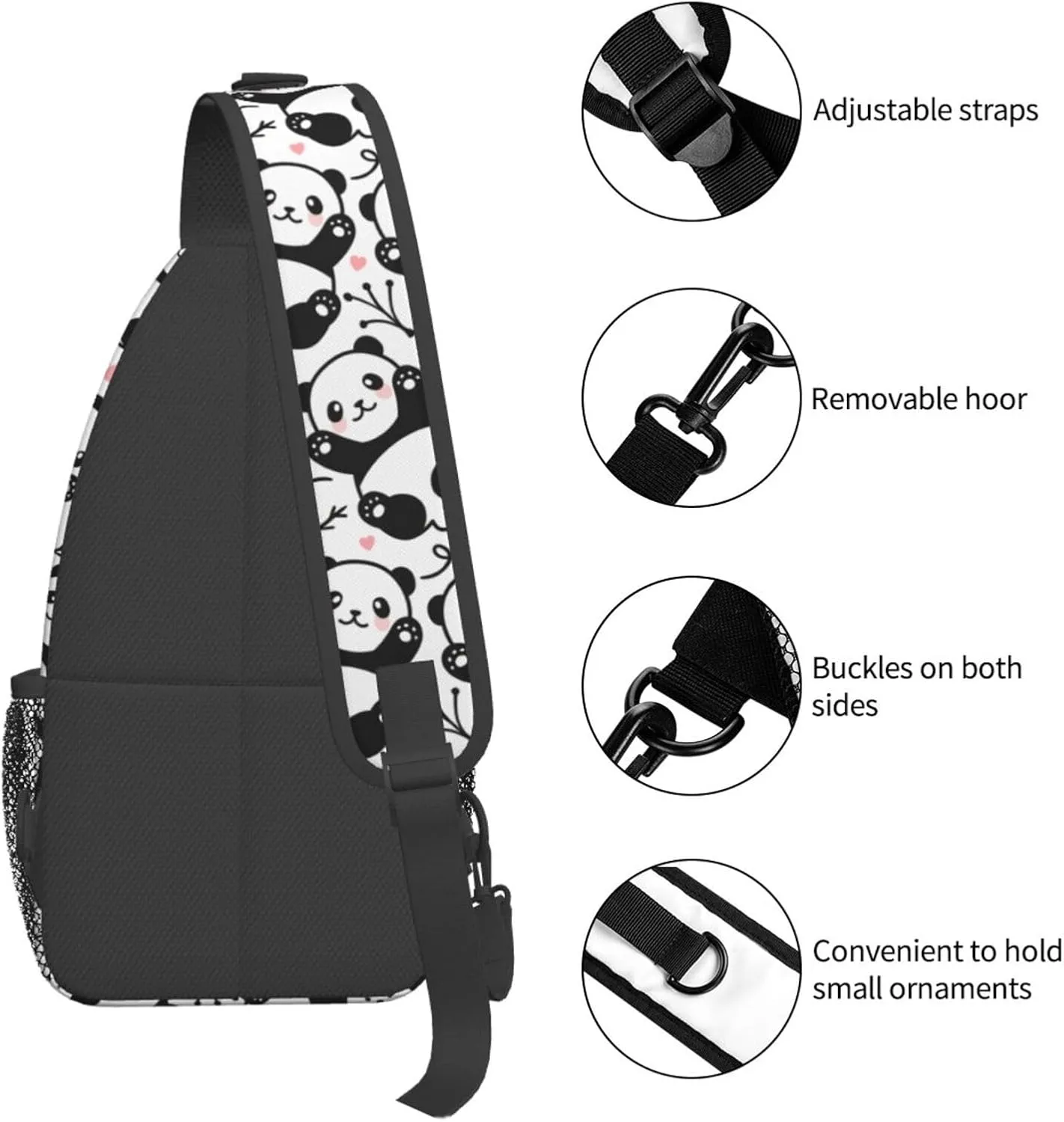 Cute Panda Sling Bag For Women Men Funny Backpack Crossbody Shoulder Bag Sling Backpack Chest Bag Travel Hiking Casual Sport Daypack