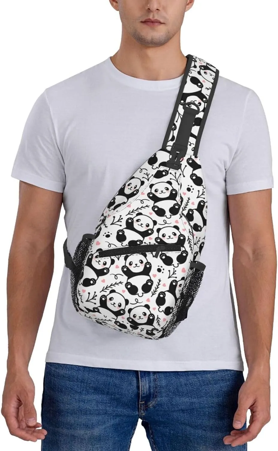 Cute Panda Sling Bag For Women Men Funny Backpack Crossbody Shoulder Bag Sling Backpack Chest Bag Travel Hiking Casual Sport Daypack