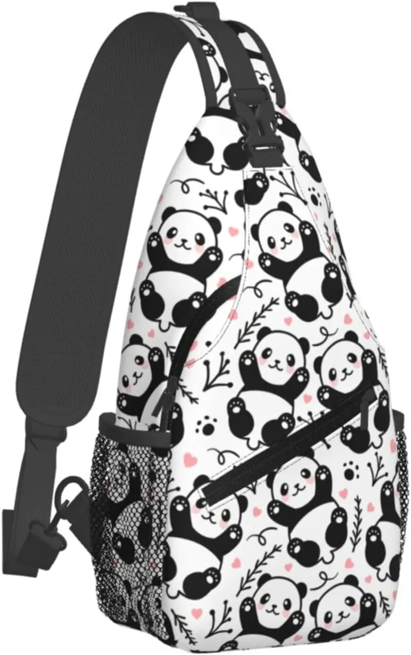 Cute Panda Sling Bag For Women Men Funny Backpack Crossbody Shoulder Bag Sling Backpack Chest Bag Travel Hiking Casual Sport Daypack
