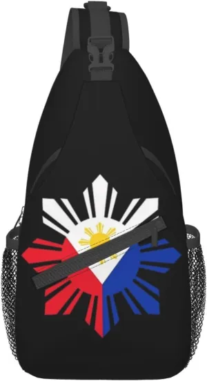 Cute Philippines Flag Crossbody Sling Backpack Sling Bag Travel Hiking Chest Bag Filipino Daypack for Women Men