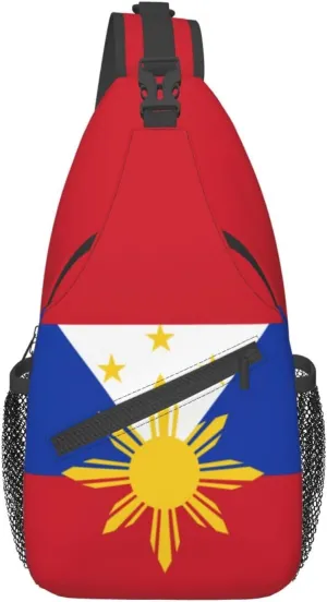 Cute Philippines Flag Crossbody Sling Backpack Sling Bag Travel Hiking Chest Bag Filipino Daypack for Women Men
